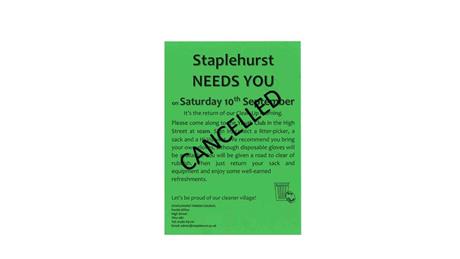  - CANCELLED - Staplehurst NEEDS YOU on Saturday 10th September